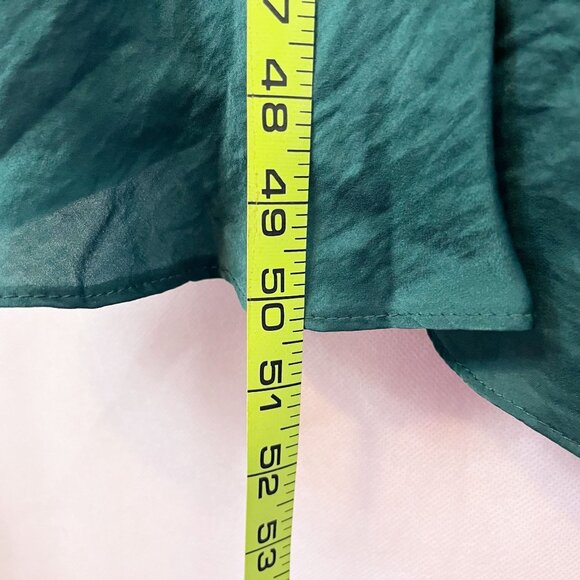 NEW ASOS Satin Flutter Sleeve Midi Dress in Pine Green Bat Wing Slit Size US 4 - Picture 9 of 9